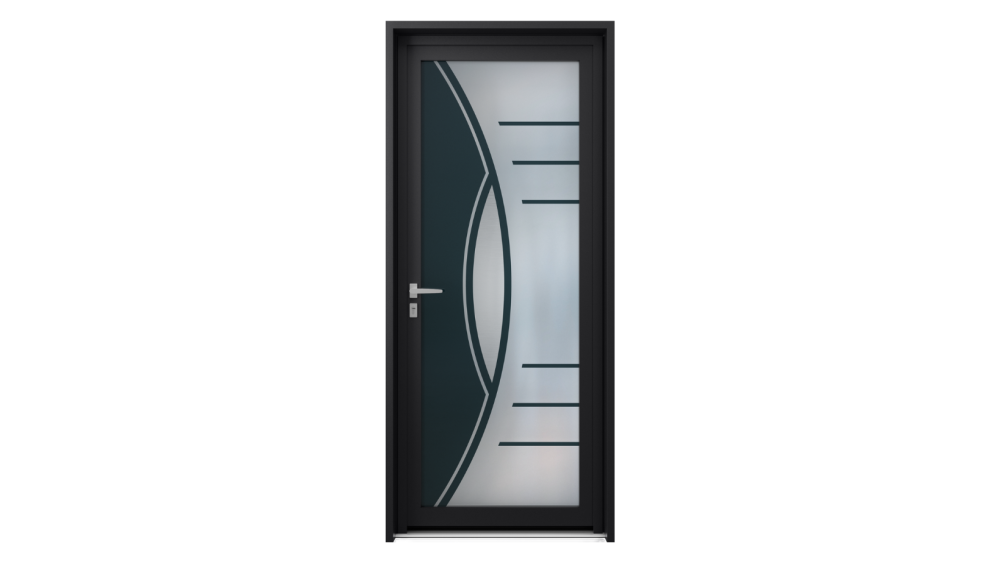 Porte d'entrée parclosé gamme lumière ALPHA Porte d'entrée vitrée avec décor opaque gris anthracite